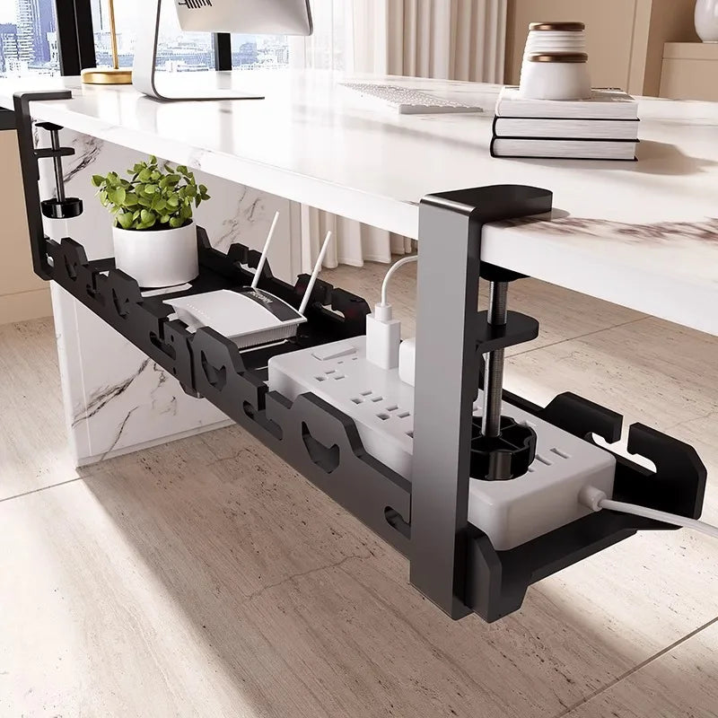 Organisateur de Câbles Sous Bureau — Rangement Télescopique en Métal